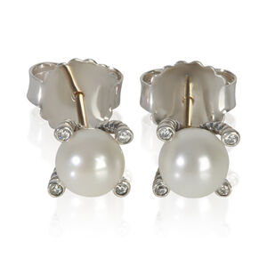 David Yurman Sterling Silver Pearl and Diamond Earrings